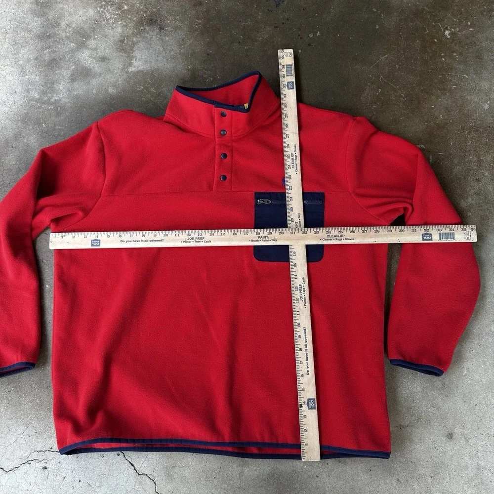 Polo Ralph Lauren Pullover Mens 2XB Red Fleece 1/4 Snap Pocket Preppy Mock Neck